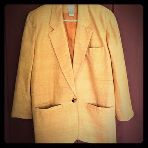 Vintage 100% silk blazer, raw silk, silk lining